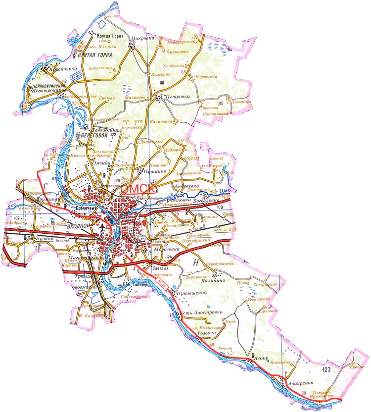 Карта омского района омской области с населенными пунктами